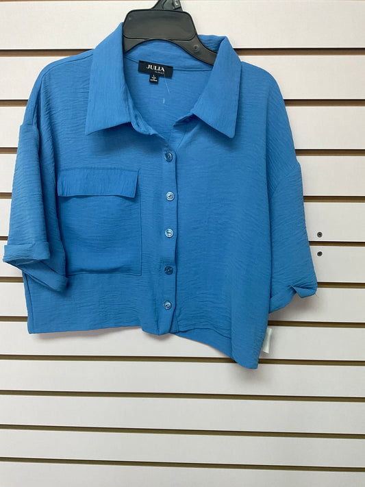 Crop top azul botones