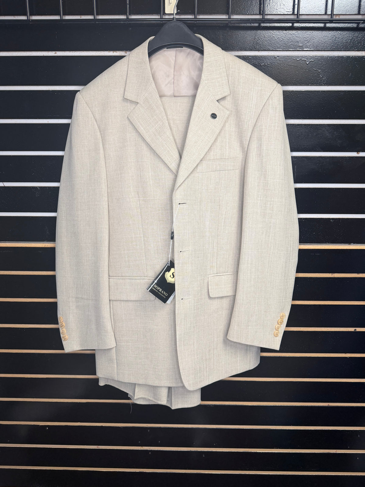 Traje de 2 piezas Soprano Disegno Collezione - Color Tan / Beige (Talla 36S / W29)